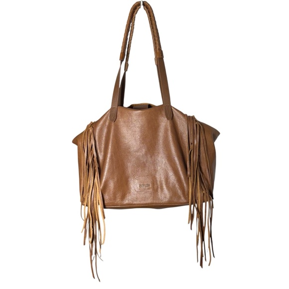 Vélez Leather Shoulder Bag Cognac Brown Fringe - Picture 12 of 12